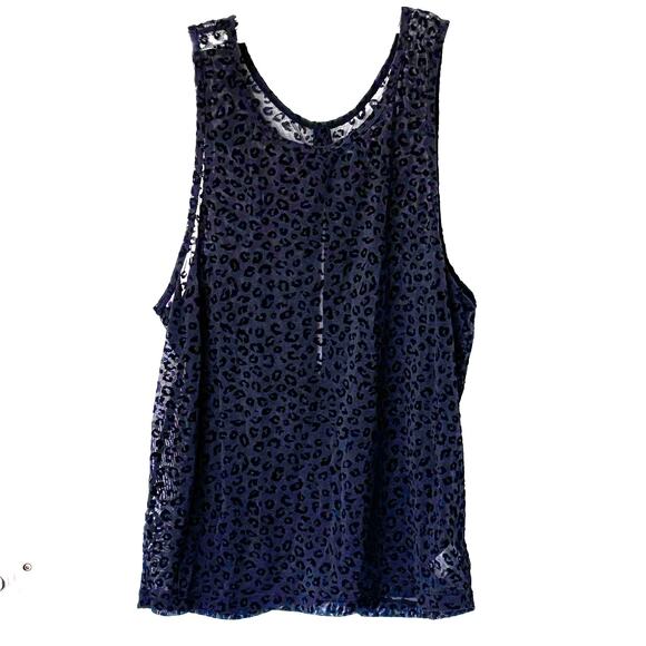 Zyia Active Wms Med Black Sheer Velvet Burnout Leopard Print Activewear Tank Top - Picture 1 of 8